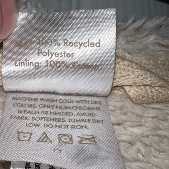 Hanna Andersson Cream Sherpa Full Zip Jacket Size 6-12 Months - Picture 3 of 4